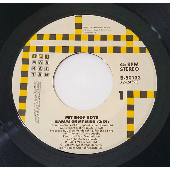 Pet Shop Boys Always On My Mind / Do I Have To 45 RPM EMI Manhattan VG+ Rock '88 - Picture 2 of 3
